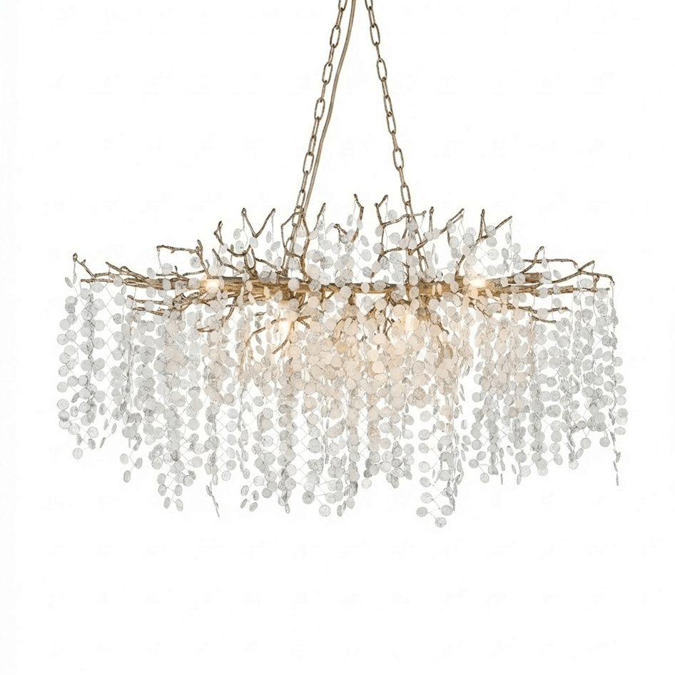 Brass Crystal Chandelier — Ethereal Forest Glow