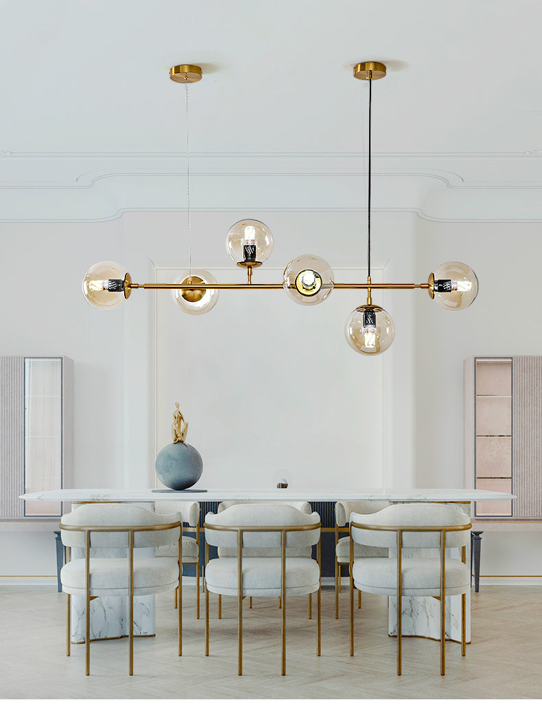 Brass Glass Orb Chandelier — Modern Statement Glow