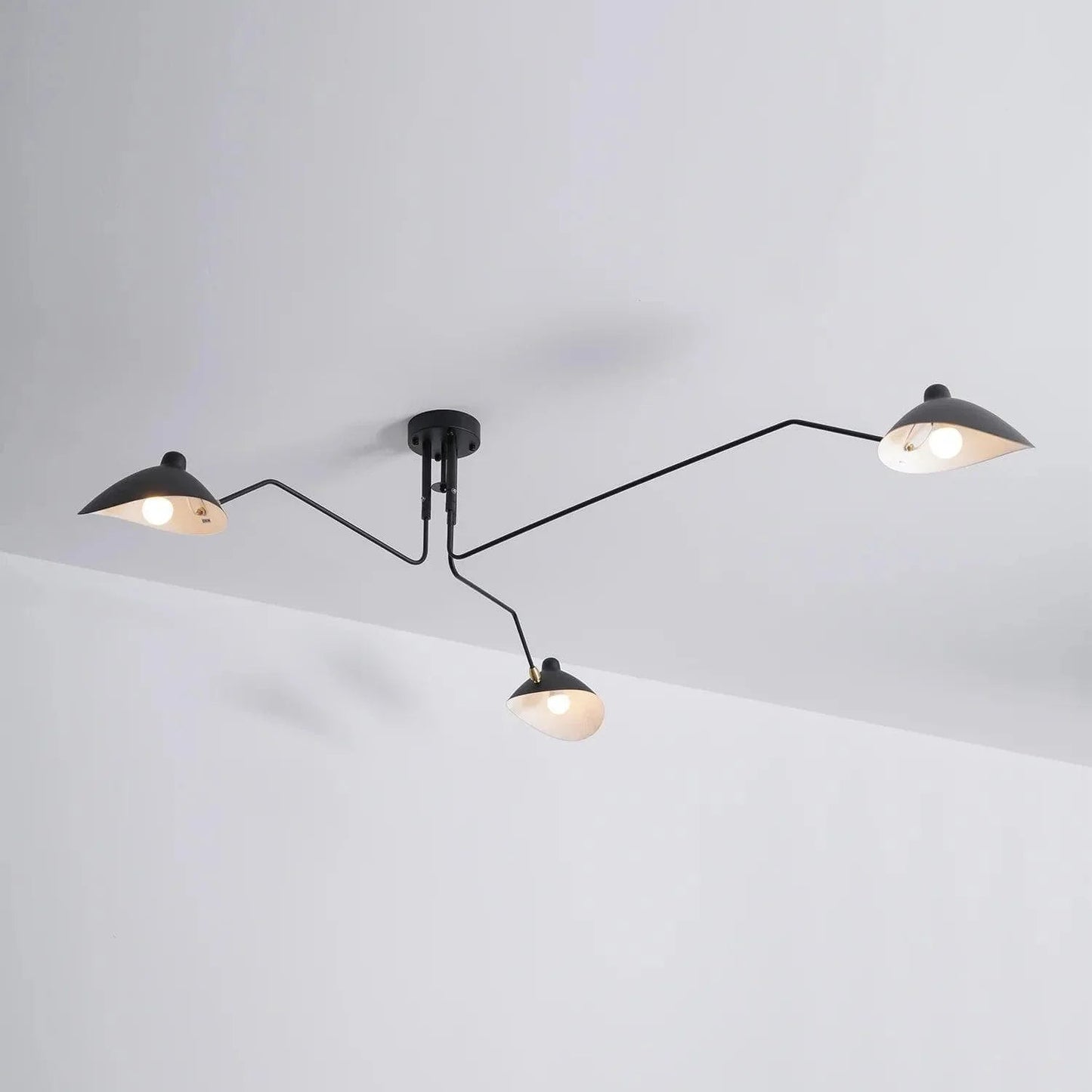 Black Metal Ceiling Light — Sculptural Mid-Century Ambiance