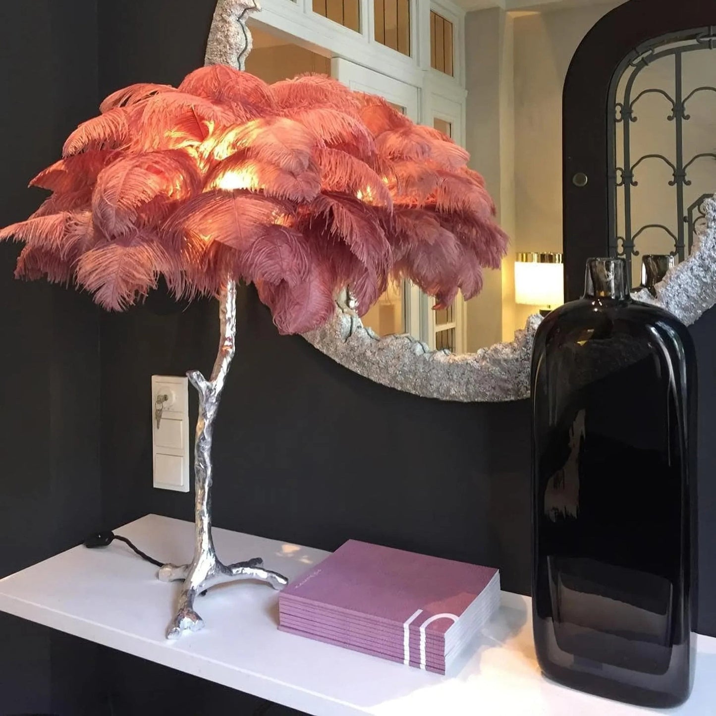 Brass Feather Table Lamp — Glamorous Statement Piece