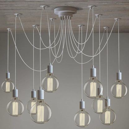 Unique spider-like silhouette of matte black pendant light Lumotrot