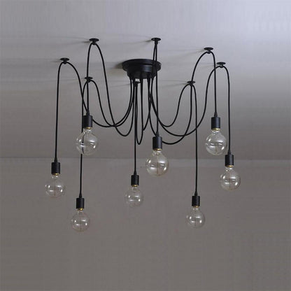 Industrial pendant light creating a warm atmosphere in a modern living room Lumotrot