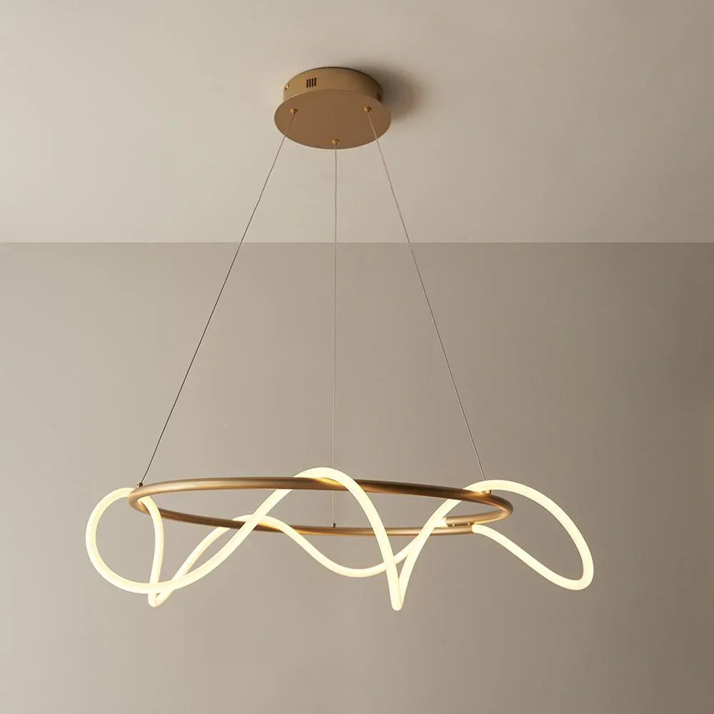 Brass LED Bar Pendant Light — Organic Sculptural Glow - LumoTrot