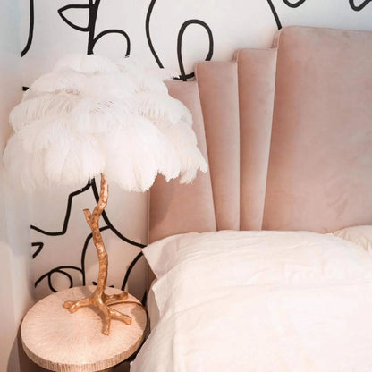 Brass Feather Table Lamp — Glamorous Statement Piece