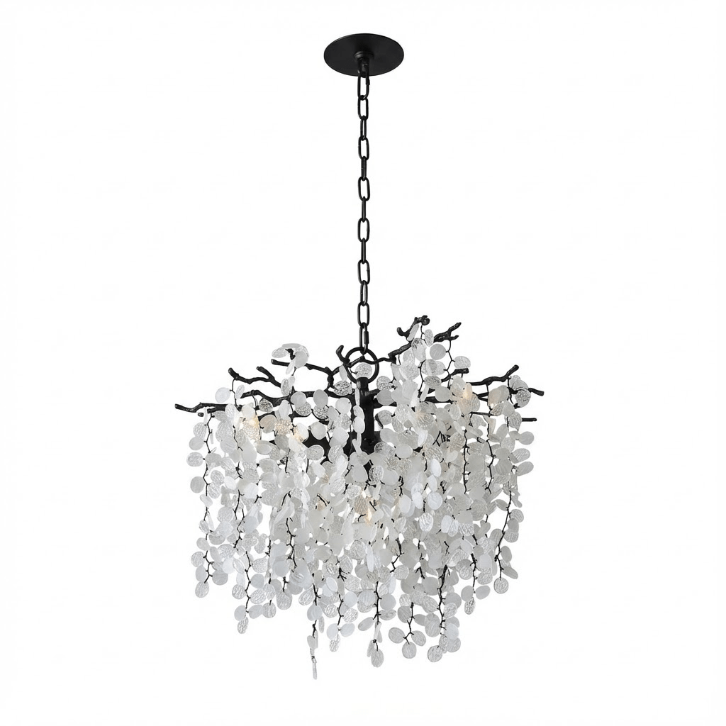 Brass Crystal Chandelier — Ethereal Forest Glow