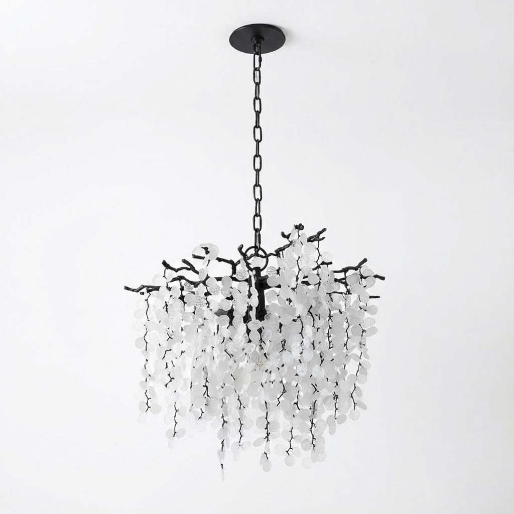 Brass Crystal Chandelier — Ethereal Forest Glow