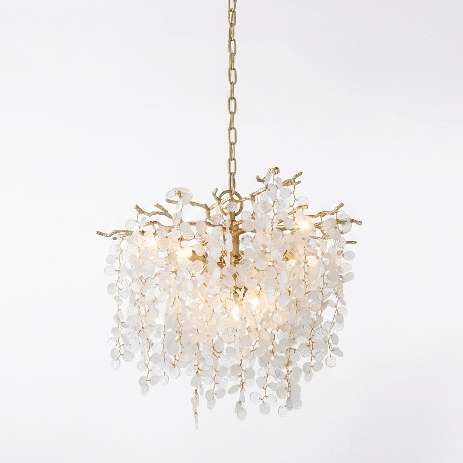 Brass Crystal Chandelier — Ethereal Forest Glow