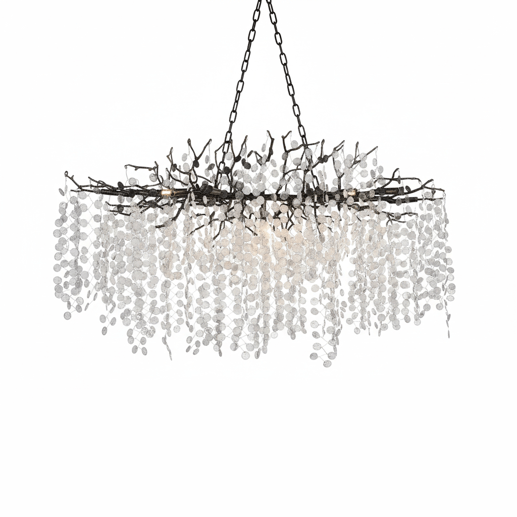 Brass Crystal Chandelier — Ethereal Forest Glow