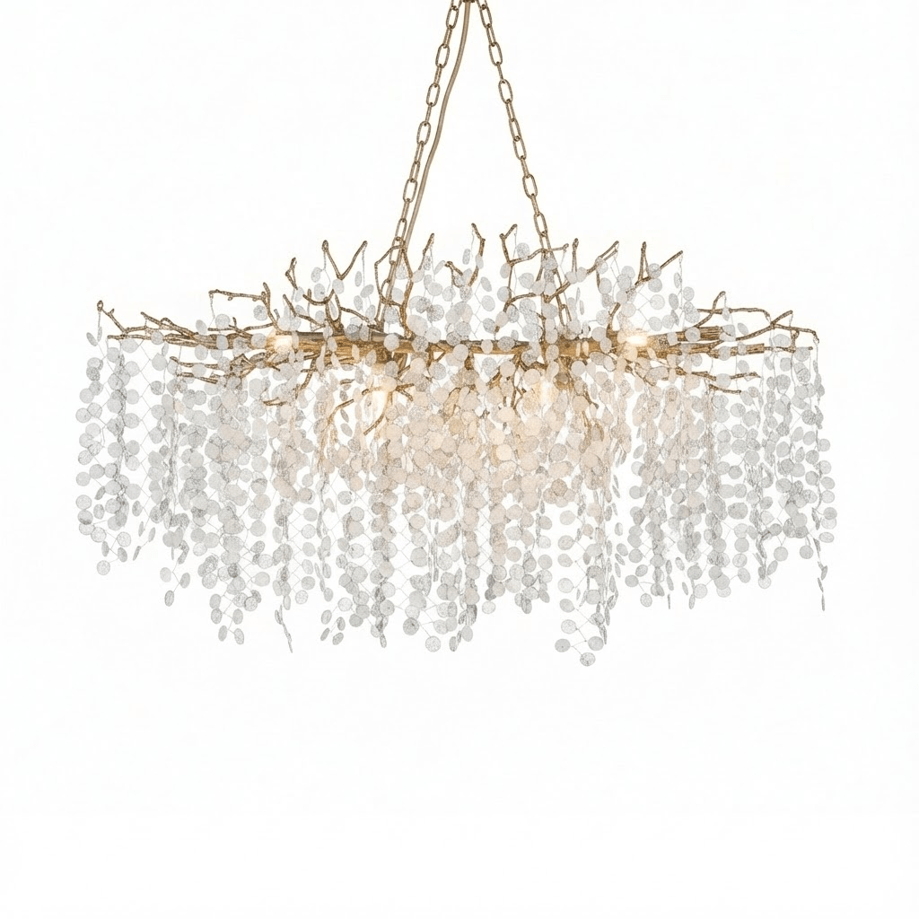 Brass Crystal Chandelier — Ethereal Forest Glow