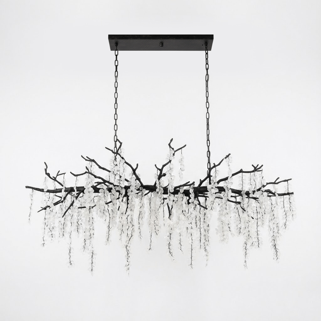 Brass Crystal Chandelier — Ethereal Forest Glow