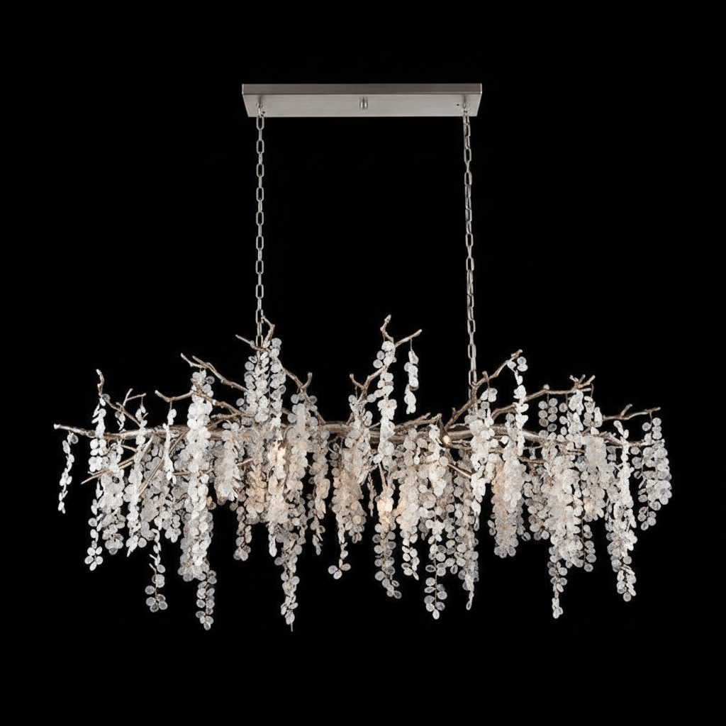 Brass Crystal Chandelier — Ethereal Forest Glow