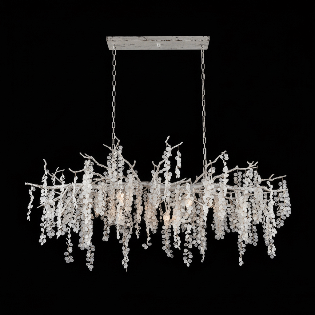 Brass Crystal Chandelier — Ethereal Forest Glow