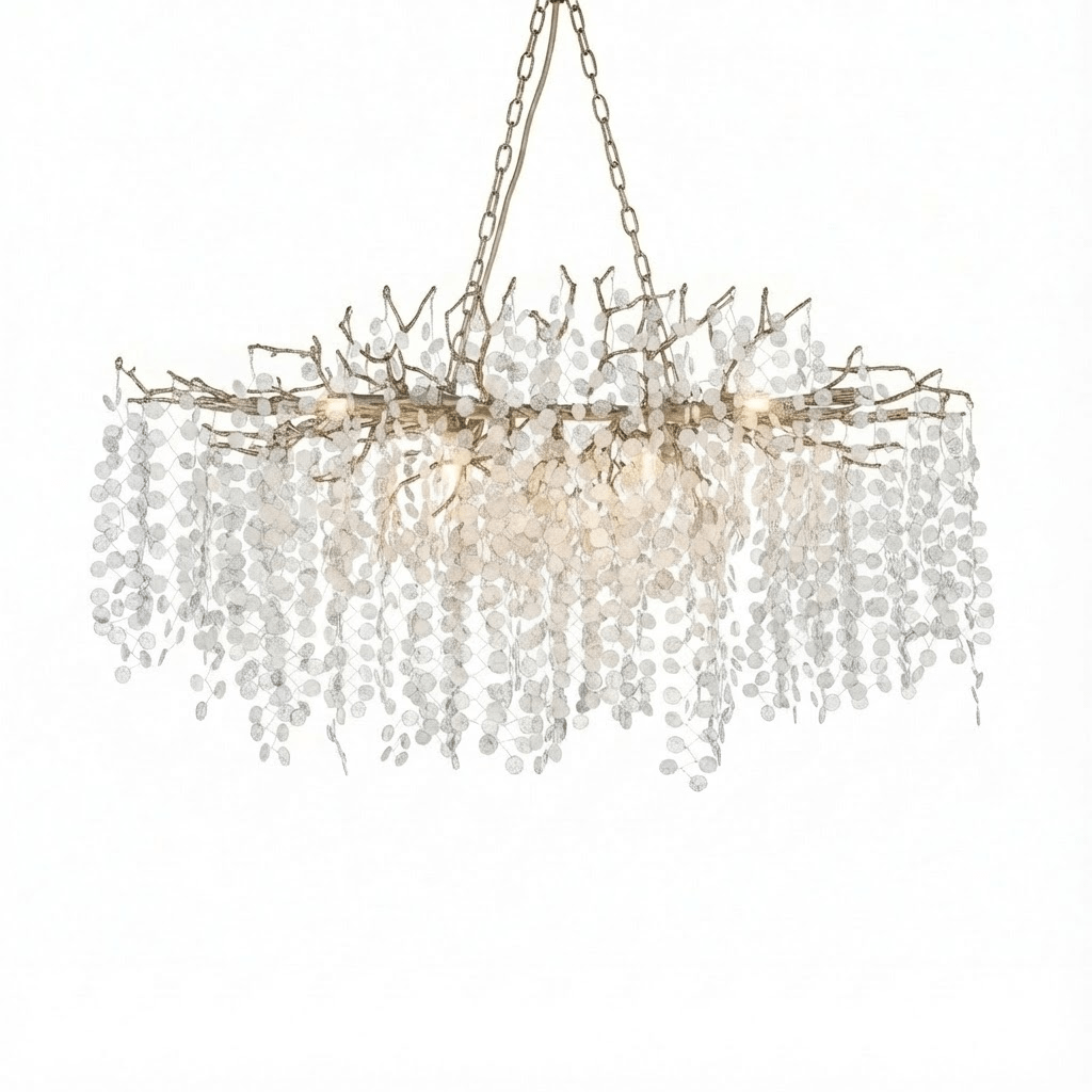 Brass Crystal Chandelier — Ethereal Forest Glow