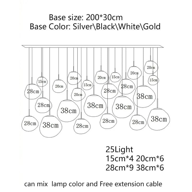 Melt Ball Pendant Light 7 Globe Chrome Mirror Chandelier – All Color Options Display