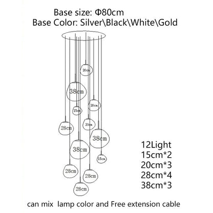 Rose Gold Melt Ball Pendant Chandelier 7-Globe Glass Hanging Ceiling Light