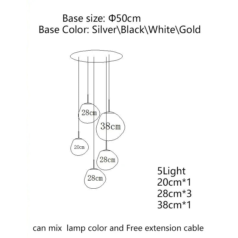 Sky Blue Melt Ball Chandelier 7 Globe Hanging Light – Kitchen Ceiling Lamp
