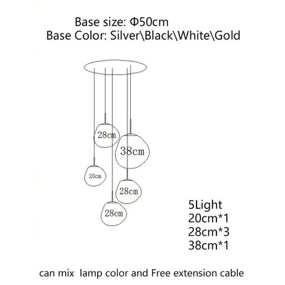 Sky Blue Melt Ball Chandelier 7 Globe Hanging Light – Kitchen Ceiling Lamp