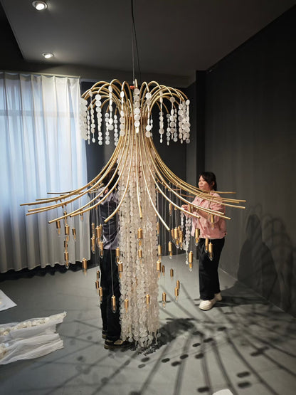LumoTrot Bespoke Grand Mother-of-Pearl Chandelier - Solid Brass - LumoTrot
