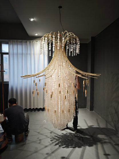 LumoTrot Bespoke Grand Mother-of-Pearl Chandelier - Solid Brass - LumoTrot
