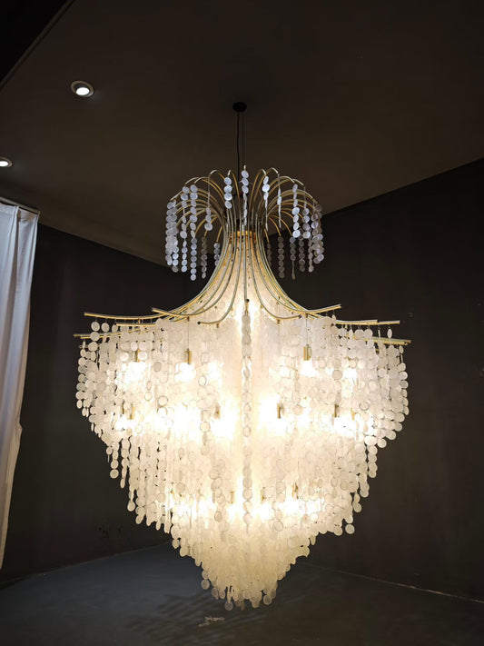 LumoTrot Bespoke Grand Mother-of-Pearl Chandelier - Solid Brass - LumoTrot