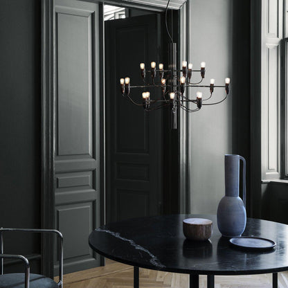 Matte Black Metal Chandelier — Modern Sculptural Statement