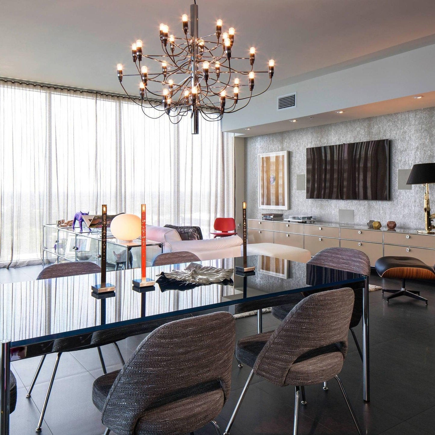 Matte Black Metal Chandelier — Modern Sculptural Statement