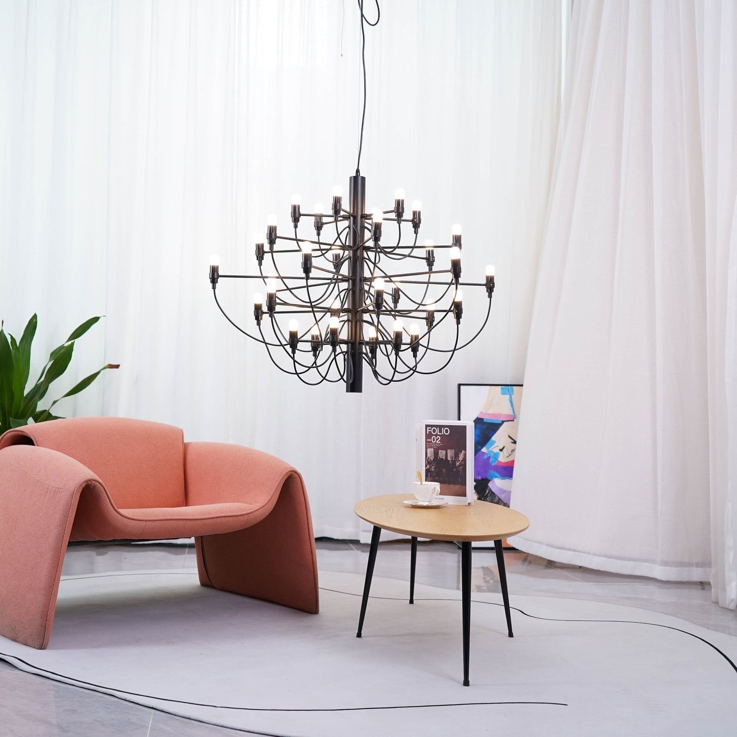 Matte Black Metal Chandelier — Modern Sculptural Statement