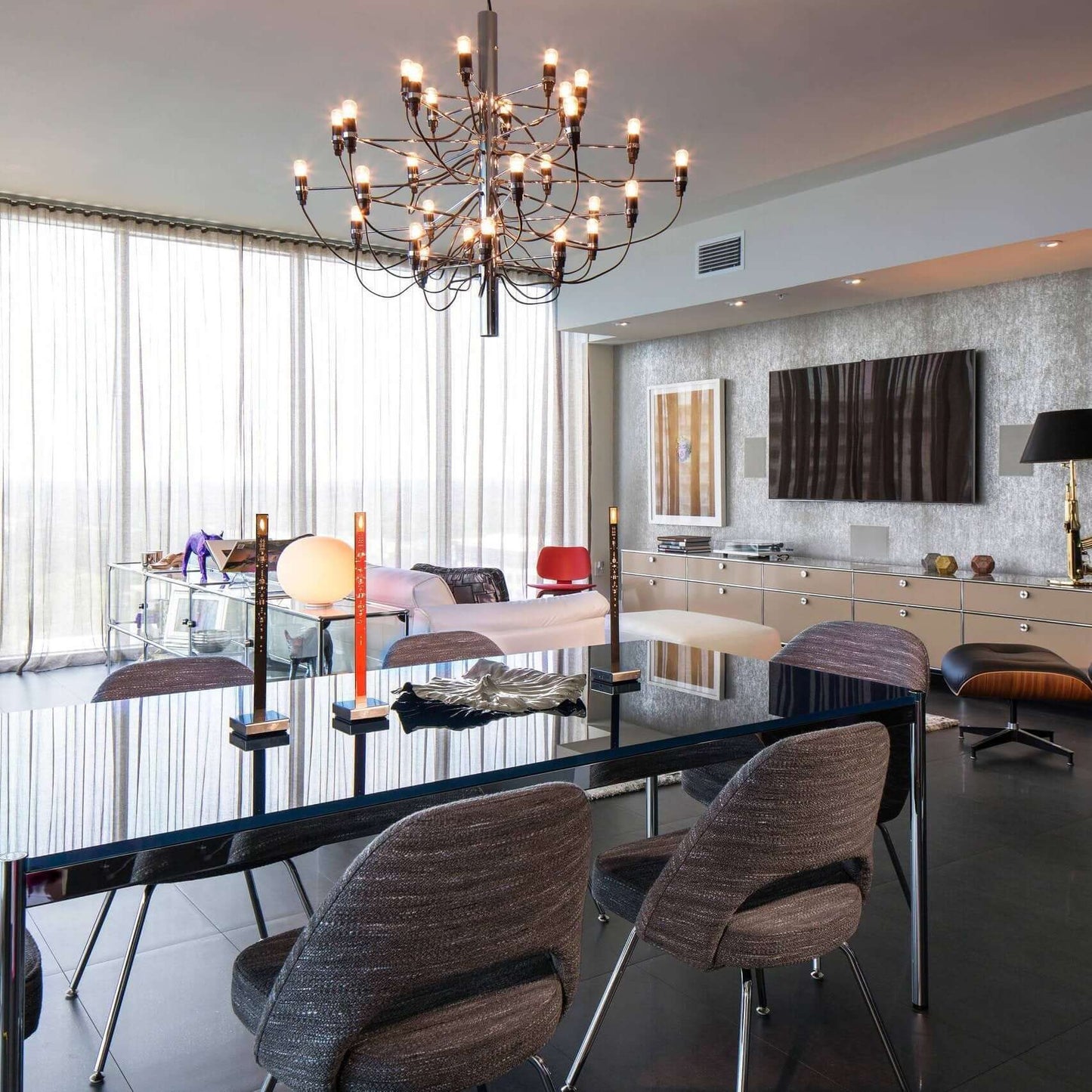 Matte Black Metal Chandelier — Modern Sculptural Statement