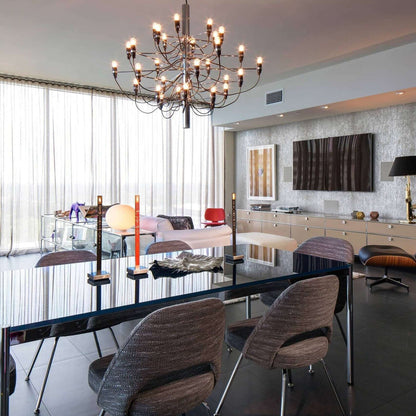 Matte Black Metal Chandelier — Modern Sculptural Statement