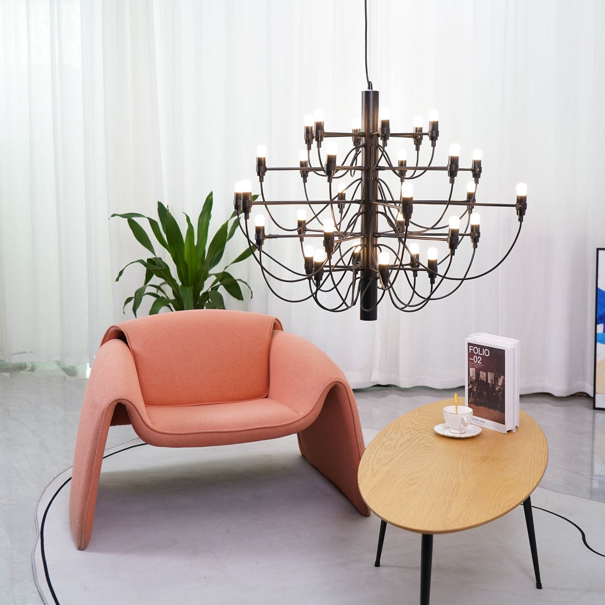 Matte Black Metal Chandelier — Modern Sculptural Statement