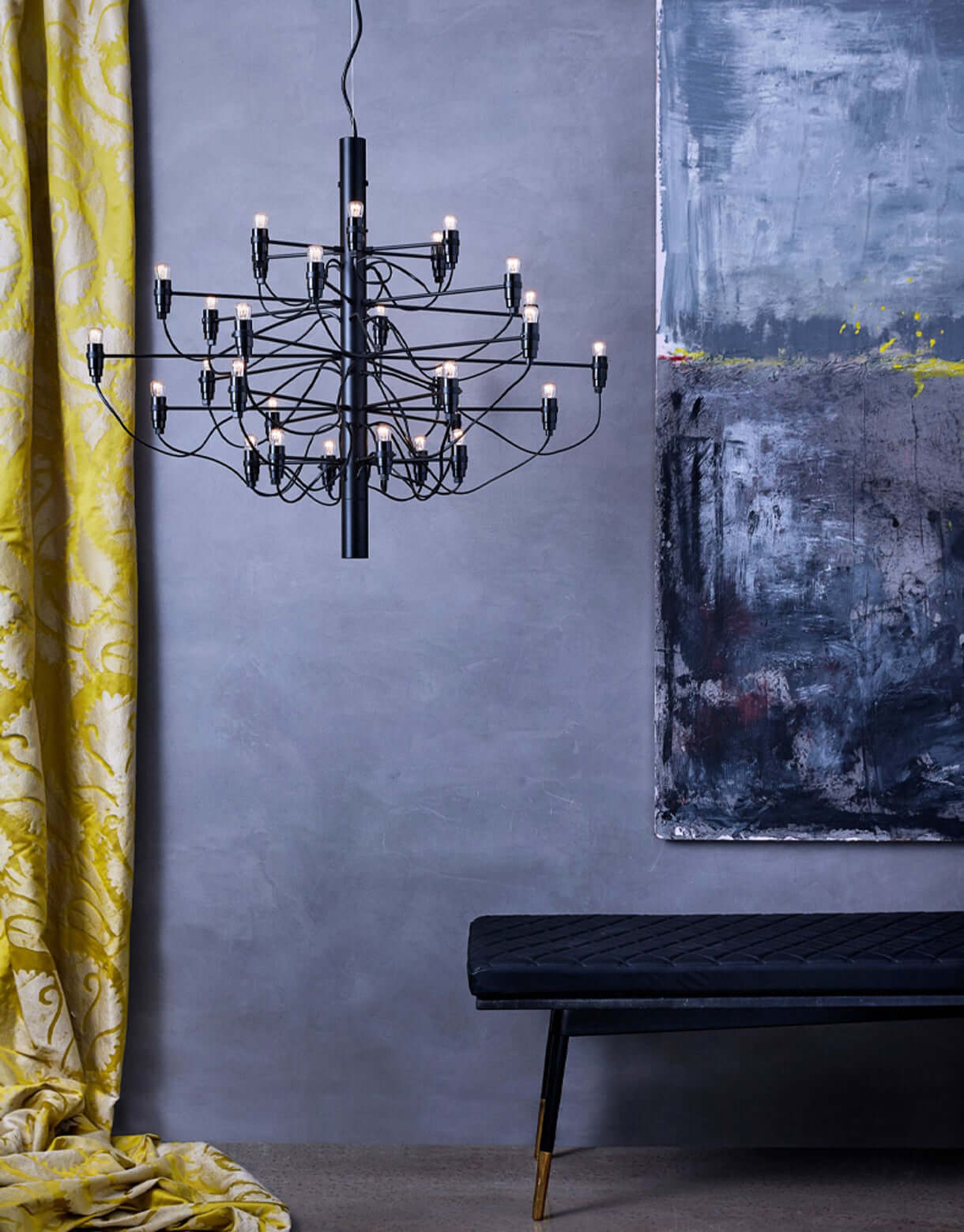 Matte Black Metal Chandelier — Modern Sculptural Statement