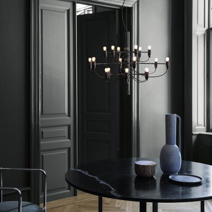 Matte Black Metal Chandelier — Modern Sculptural Statement