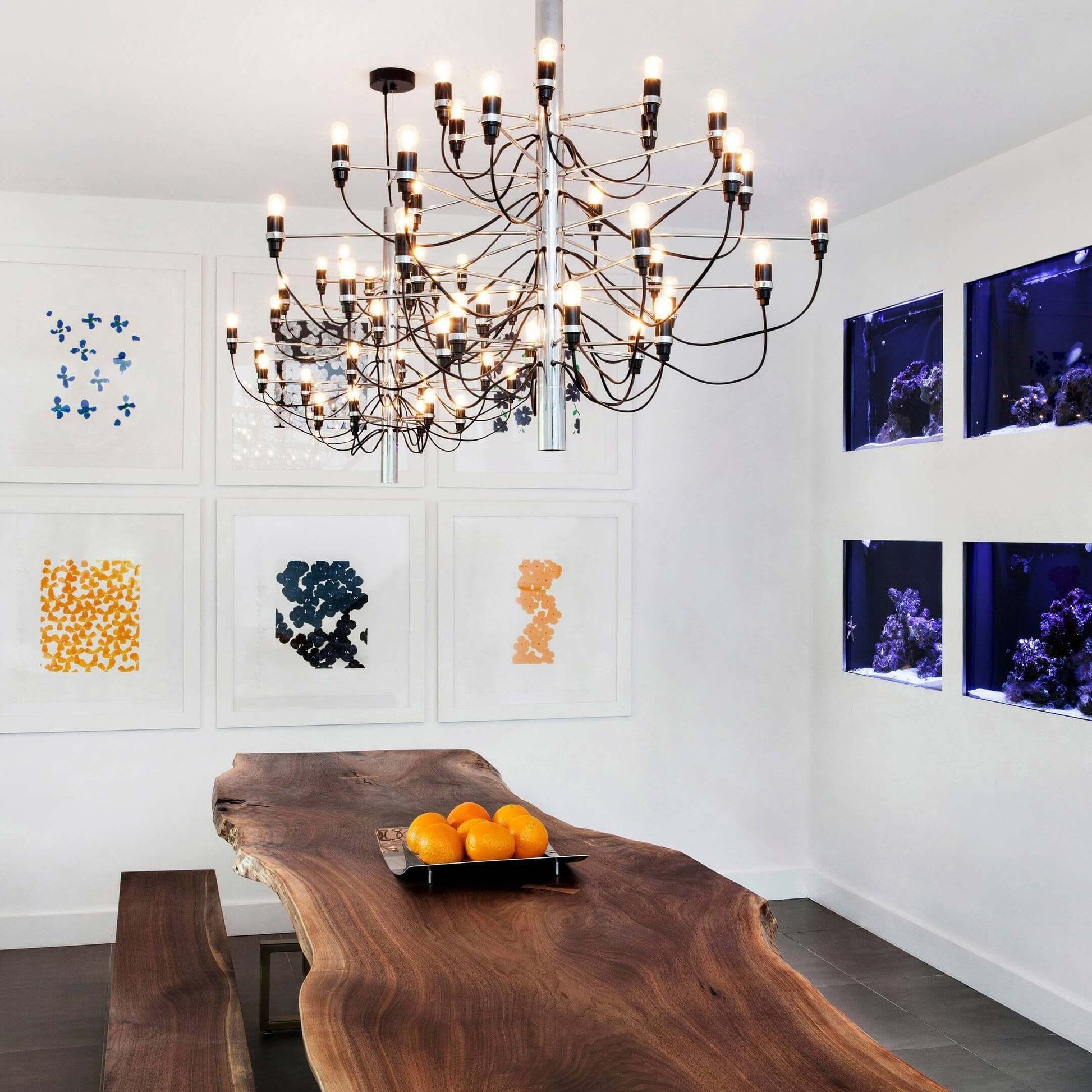 Matte Black Metal Chandelier — Modern Sculptural Statement