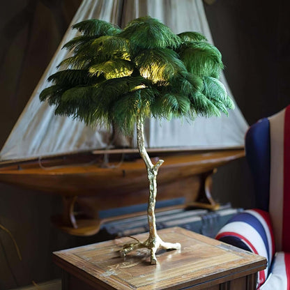 Brass Feather Table Lamp — Glamorous Statement Piece