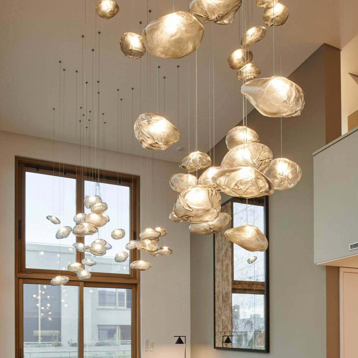 Close-up of textured hand-blown glass shade