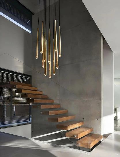 Brass Tube Chandelier — Modern Statement Piece - LumoTrot