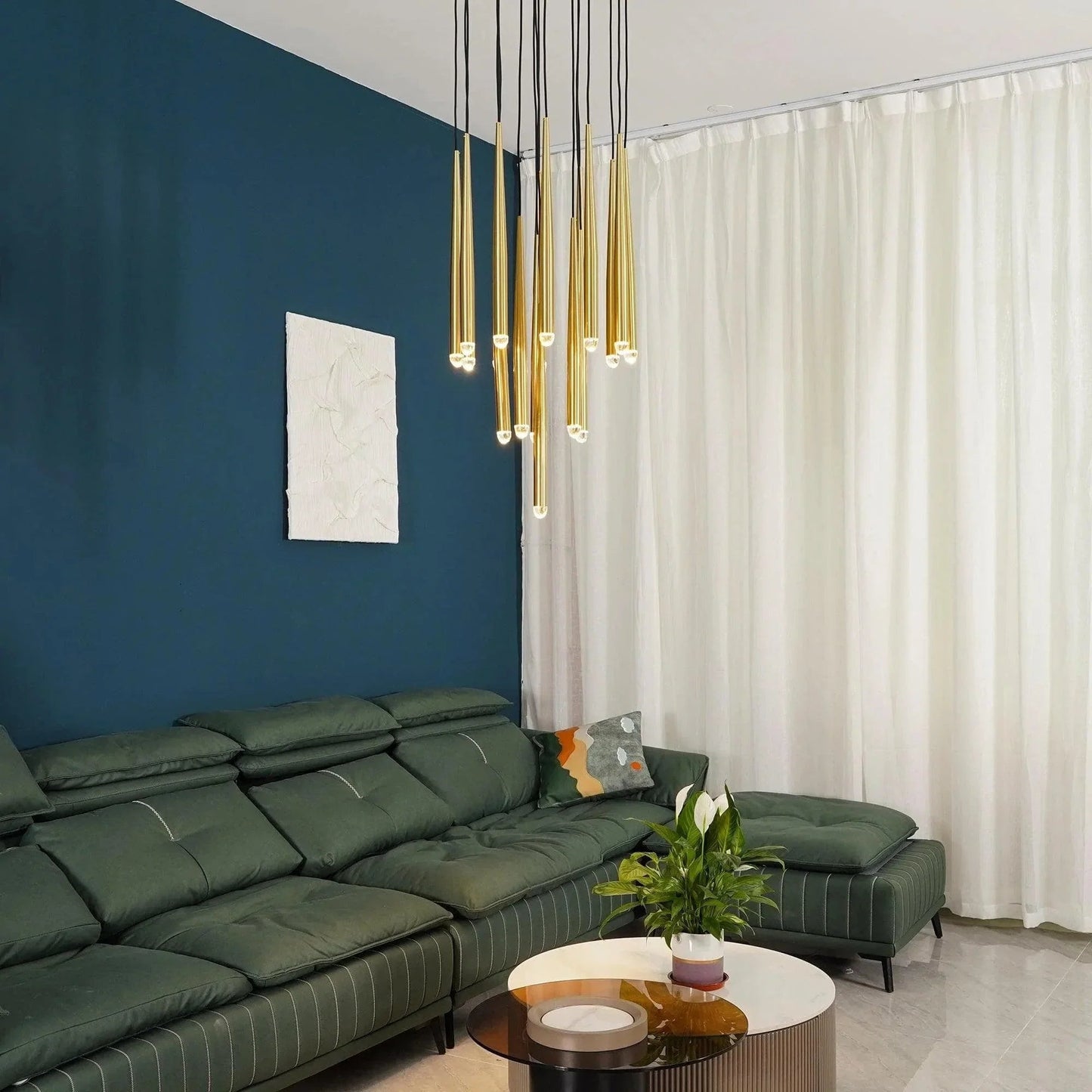 Brass Tube Chandelier — Modern Statement Piece - LumoTrot