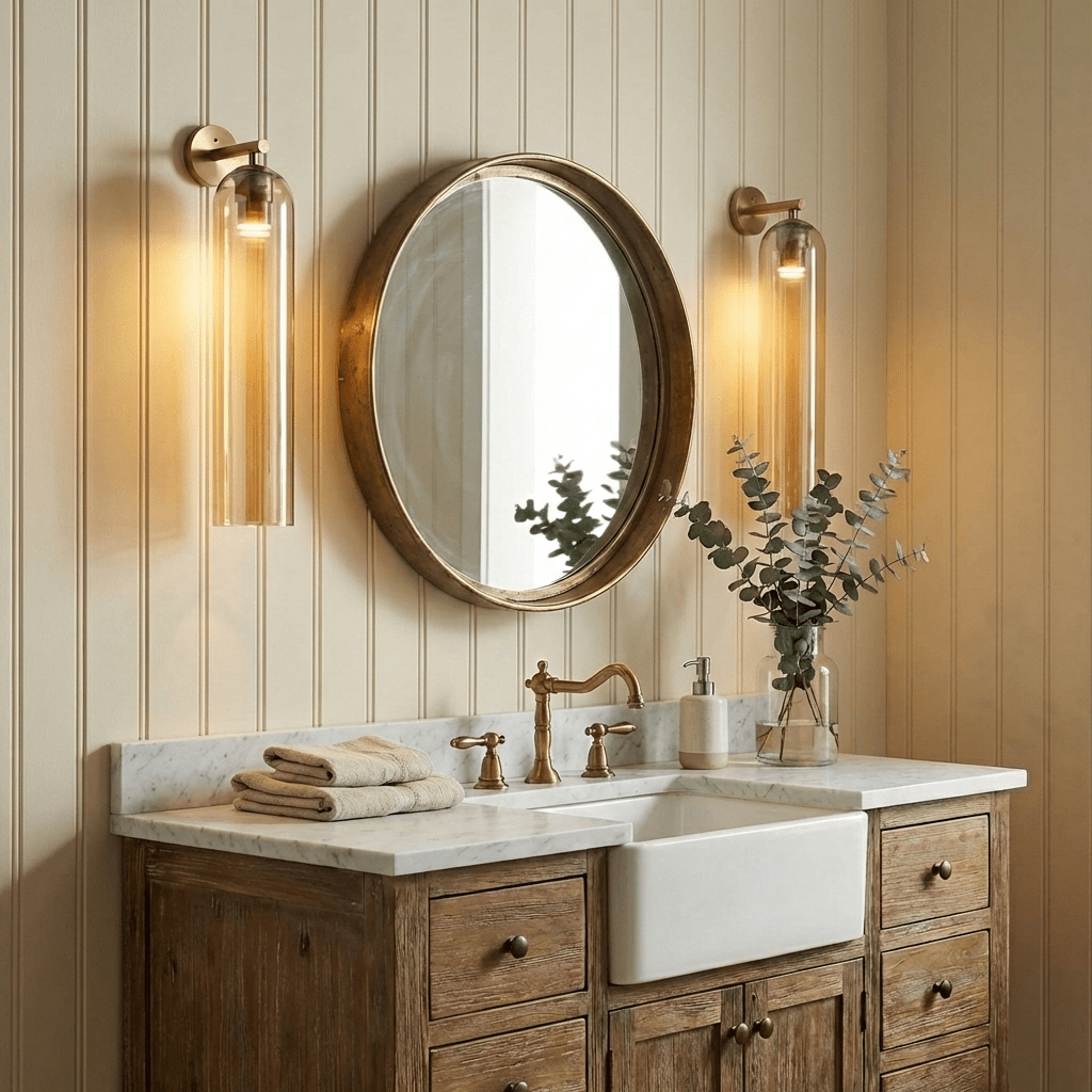 Close-up of the hand-blown glass texture and antique brass fitting