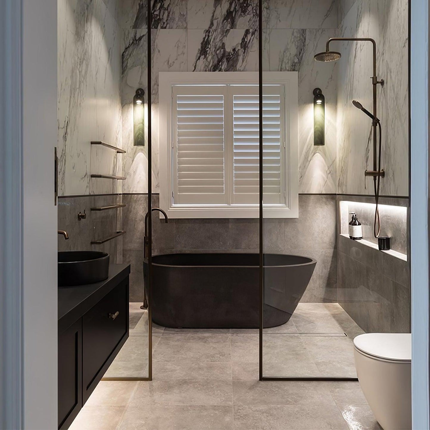 Brass Blown Glass Sconce — Modern Minimalist Accent