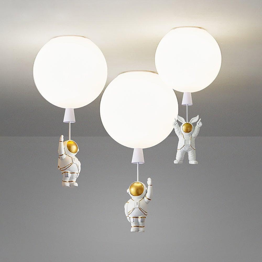 Close-up of astronaut detail on whimsical ceiling light fixture