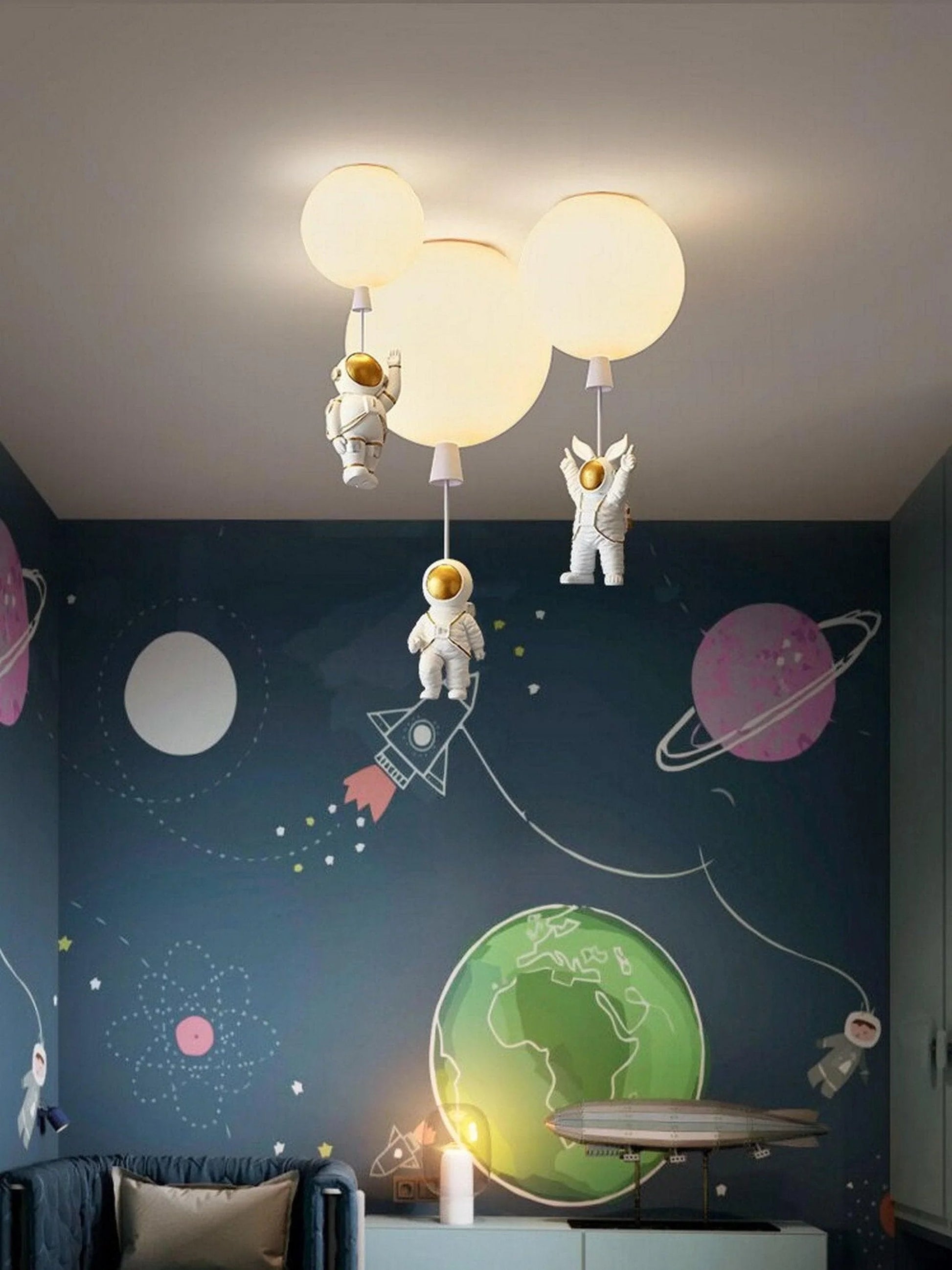Astronaut Pendant Ceiling Light — Whimsical Nursery Glow - LumoTrot