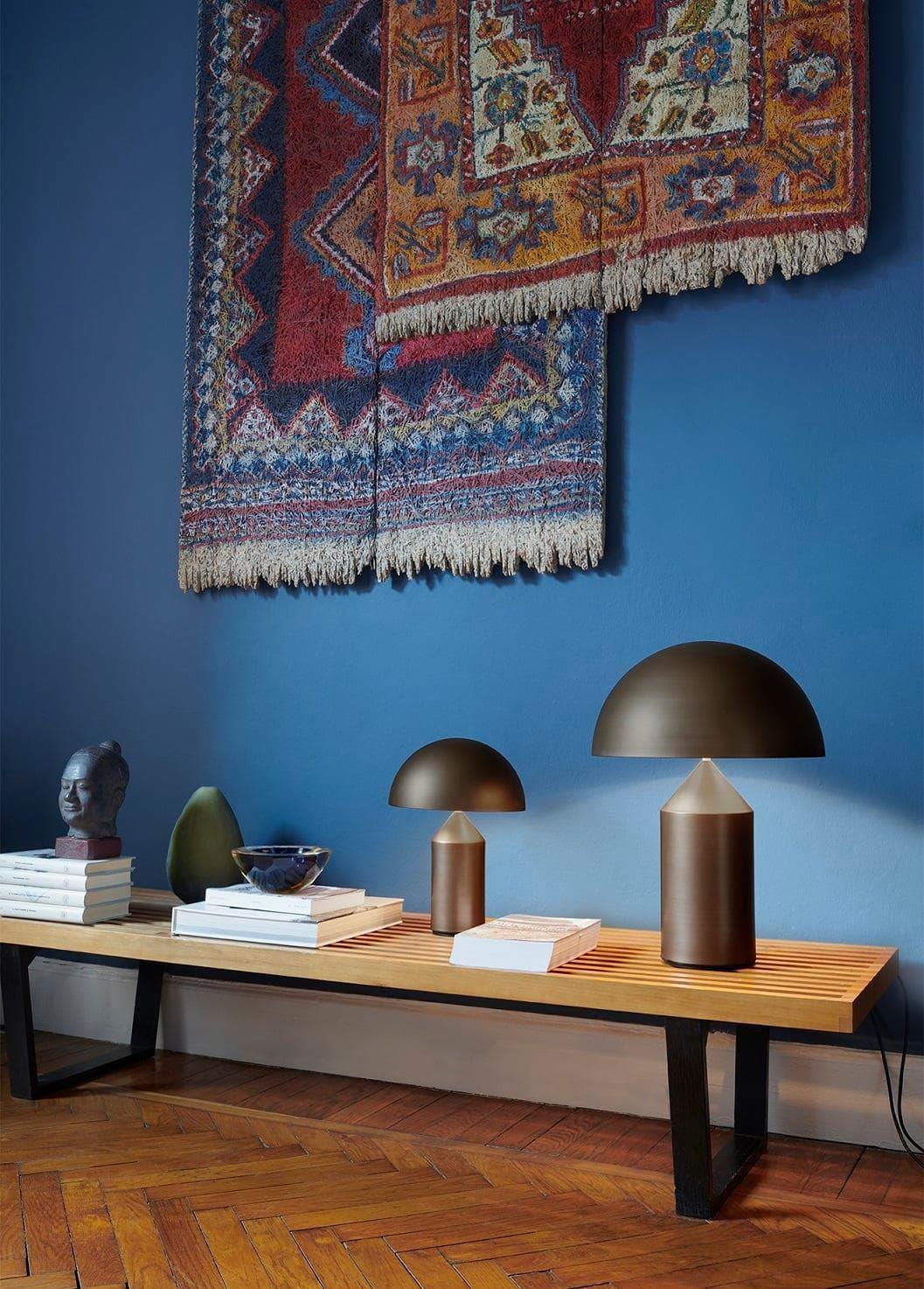 Brass Geometric Table Lamp — Modern Accent Glow