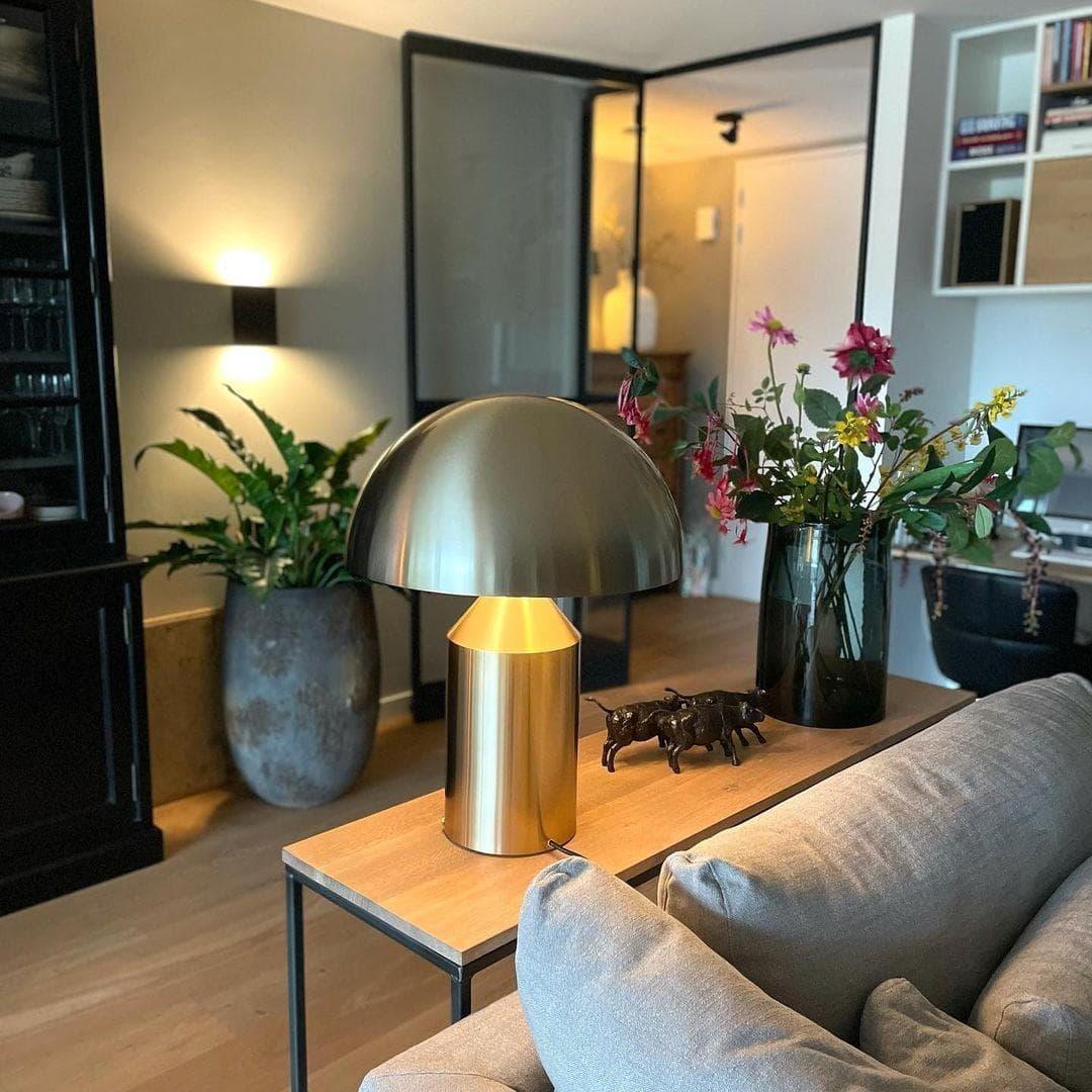 Brass Geometric Table Lamp — Modern Accent Glow