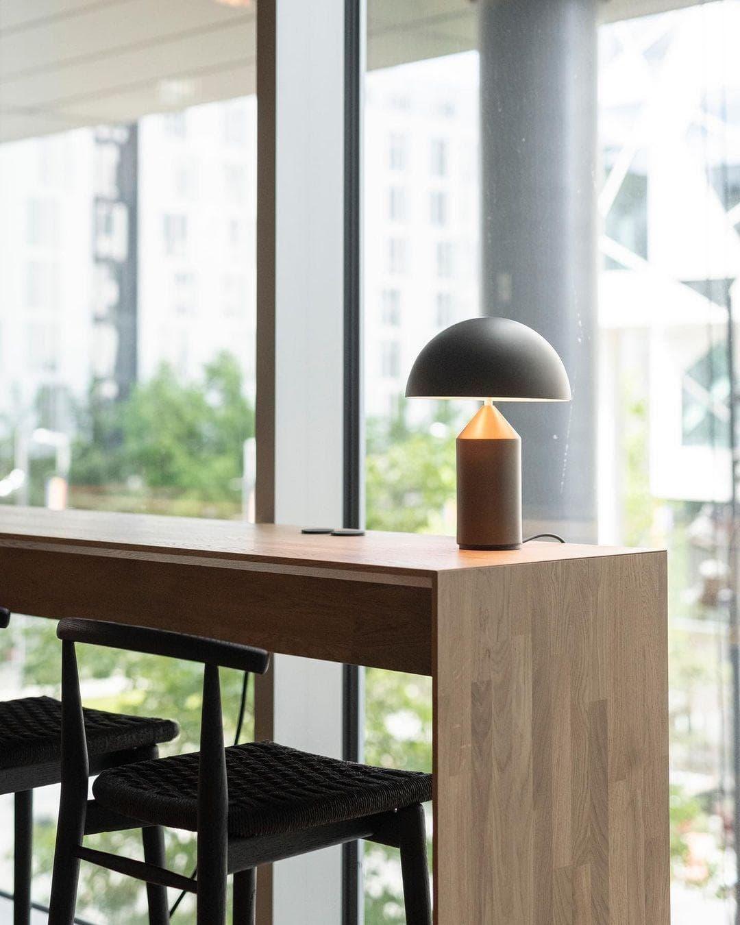 Brass Geometric Table Lamp — Modern Accent Glow