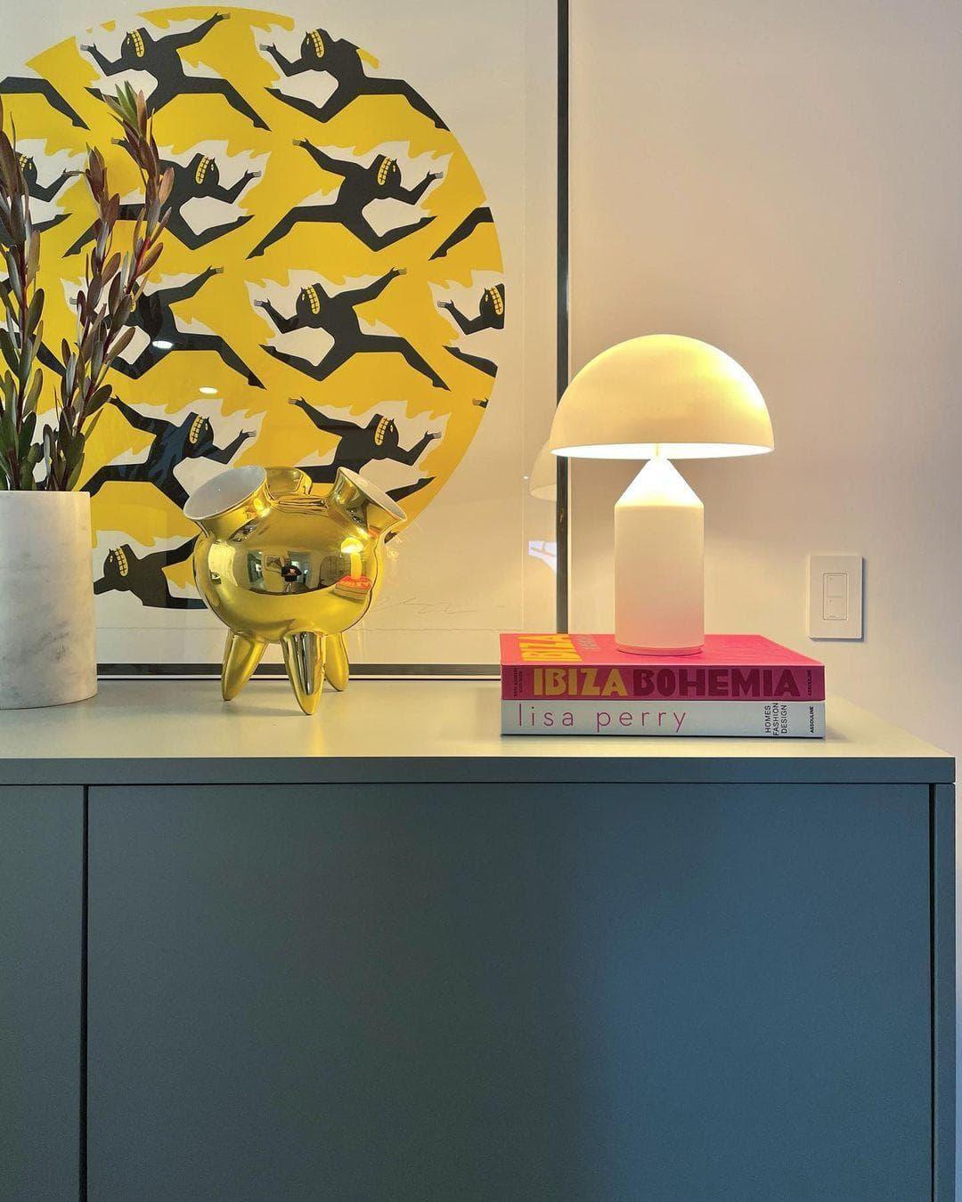Brass Geometric Table Lamp — Modern Accent Glow