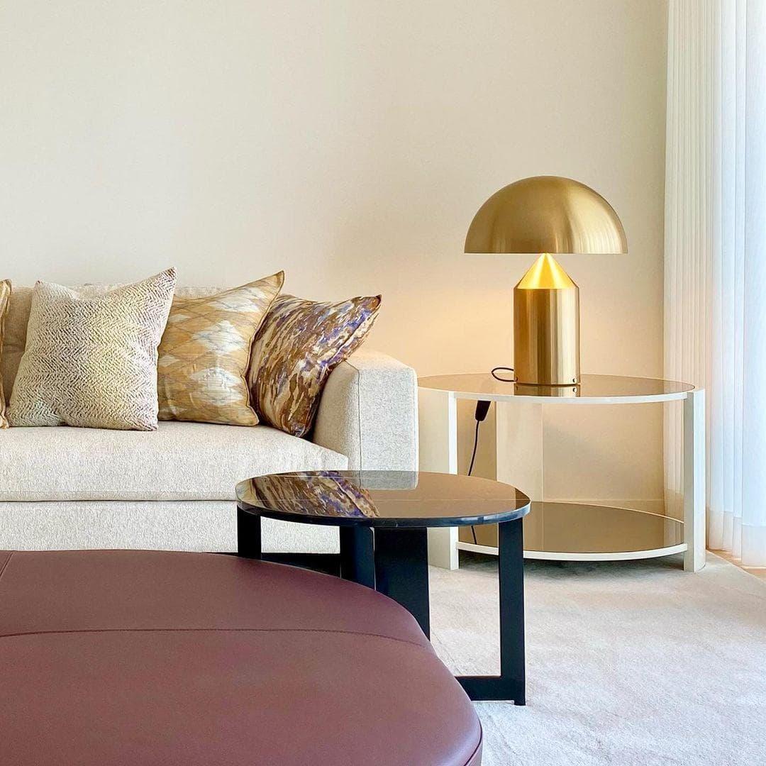 Brass Geometric Table Lamp — Modern Accent Glow - LumoTrot