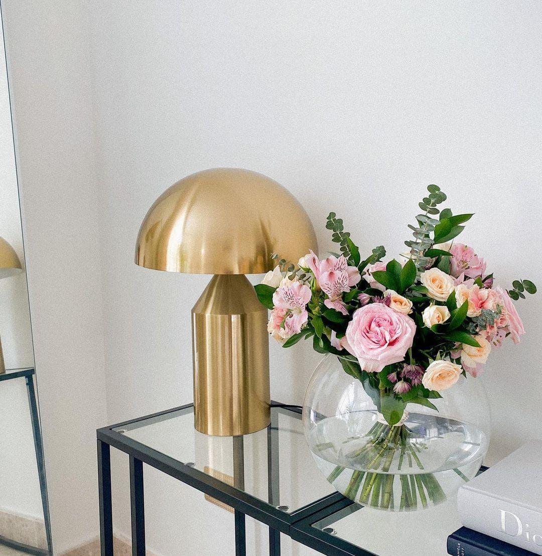Brass Geometric Table Lamp — Modern Accent Glow