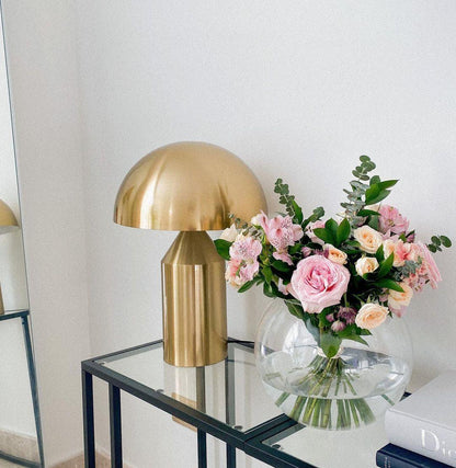 Brass Geometric Table Lamp — Modern Accent Glow