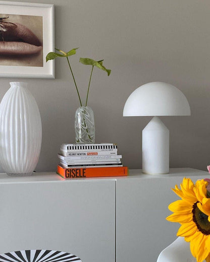 Brass Geometric Table Lamp — Modern Accent Glow