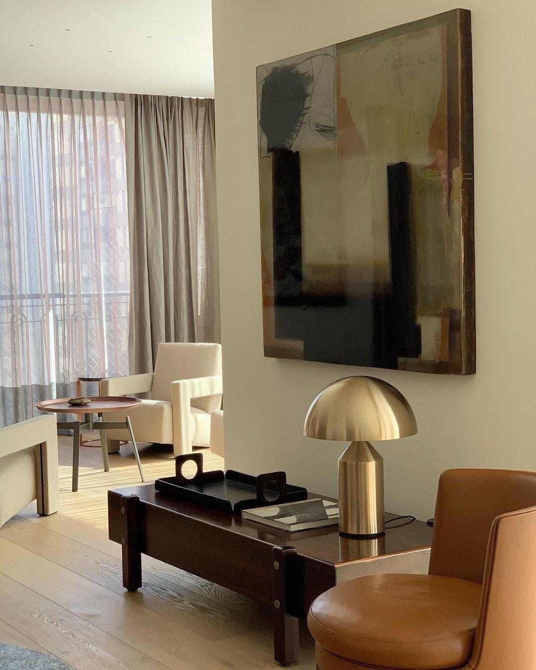 Brass Geometric Table Lamp — Modern Accent Glow